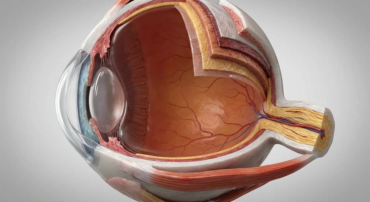 3D anatomy illustration of human eye internal structure