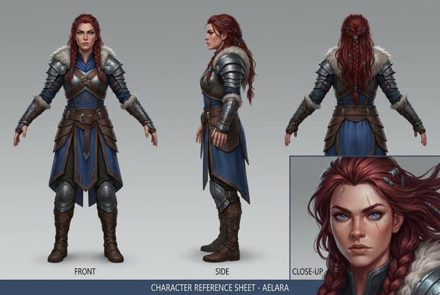 Stylized character turnaround for game development with expressive styling