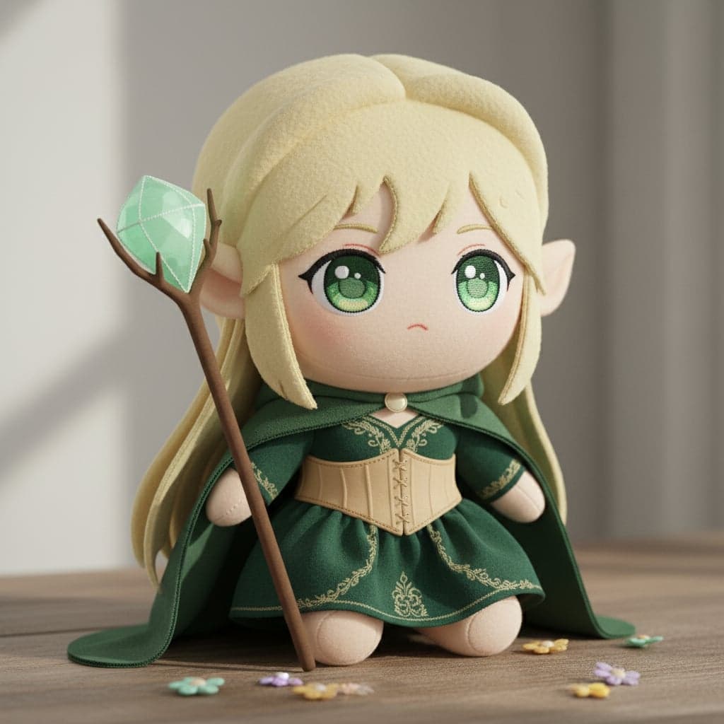 Chibi plush transformation - Character illustration transformed into chibi plush mockup with packaging potential