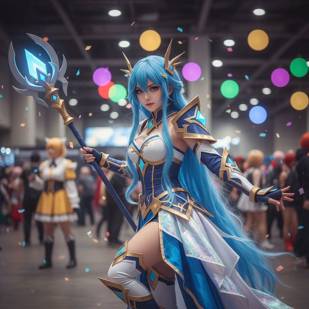 Cosplay photo converted to chibi plush toy concept for merchandise design