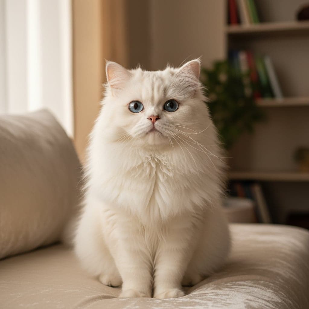 Cat photo turned into chibi plush toy with detailed fabric texture