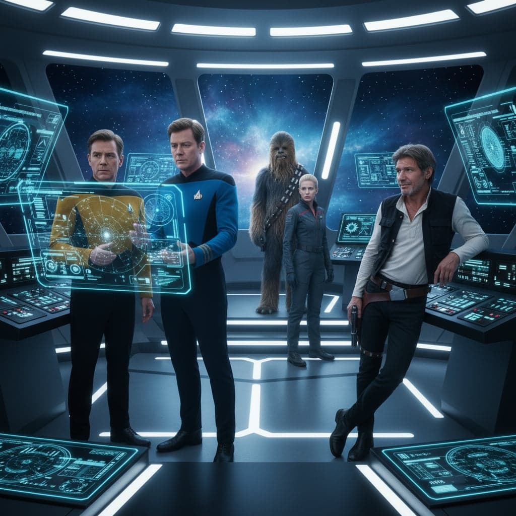 Sci-Fi Spaceship Crew example - cinematic scene with famous characters