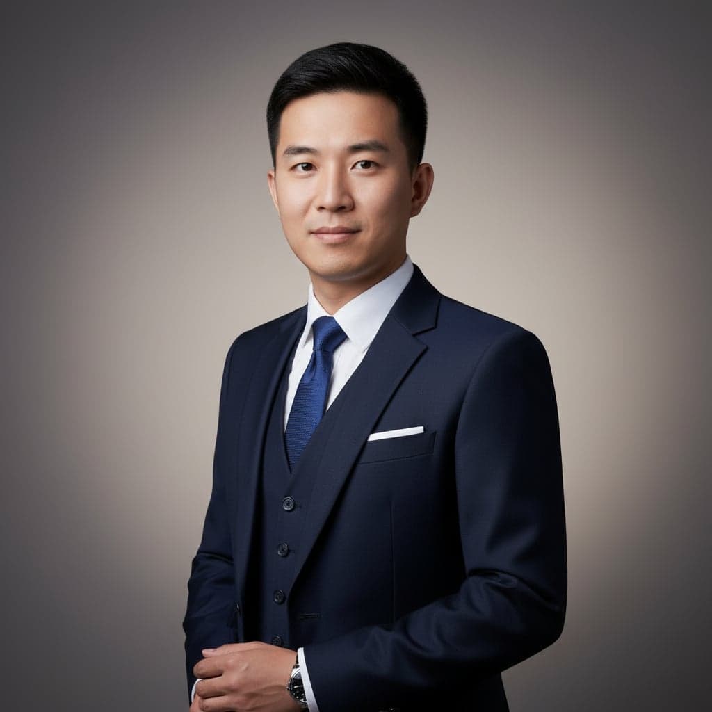 Editorial Studio Professional style preview - High-quality studio photoshoot with impeccable modern suit, soft cinematic lighting, and refined gradient background