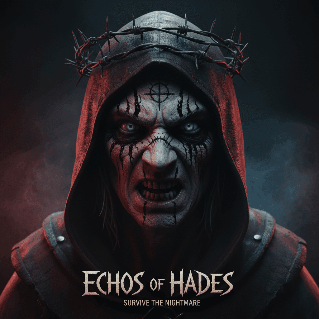 Horror game marketing with security camera aesthetic