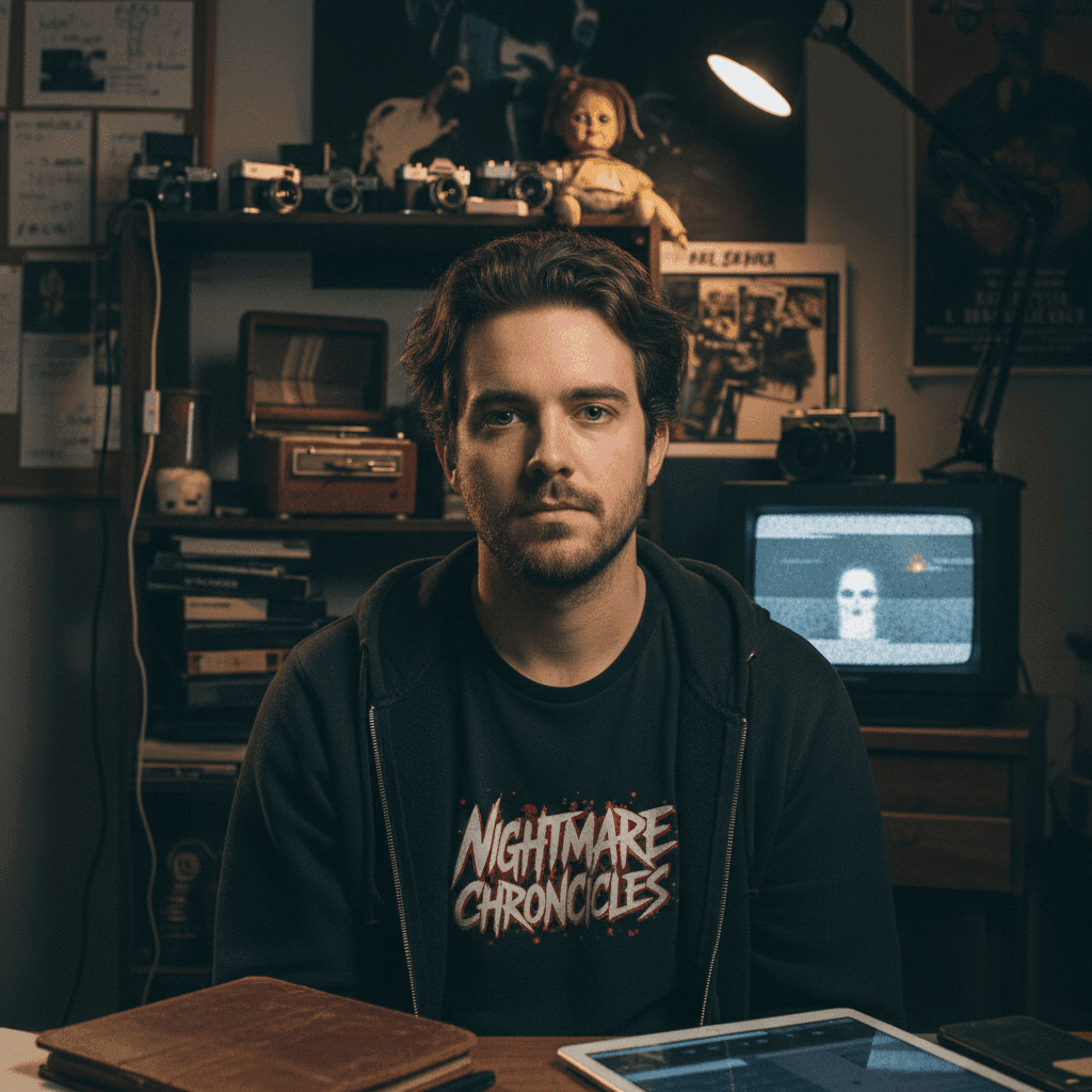 Found footage YouTube thumbnail with peephole effect