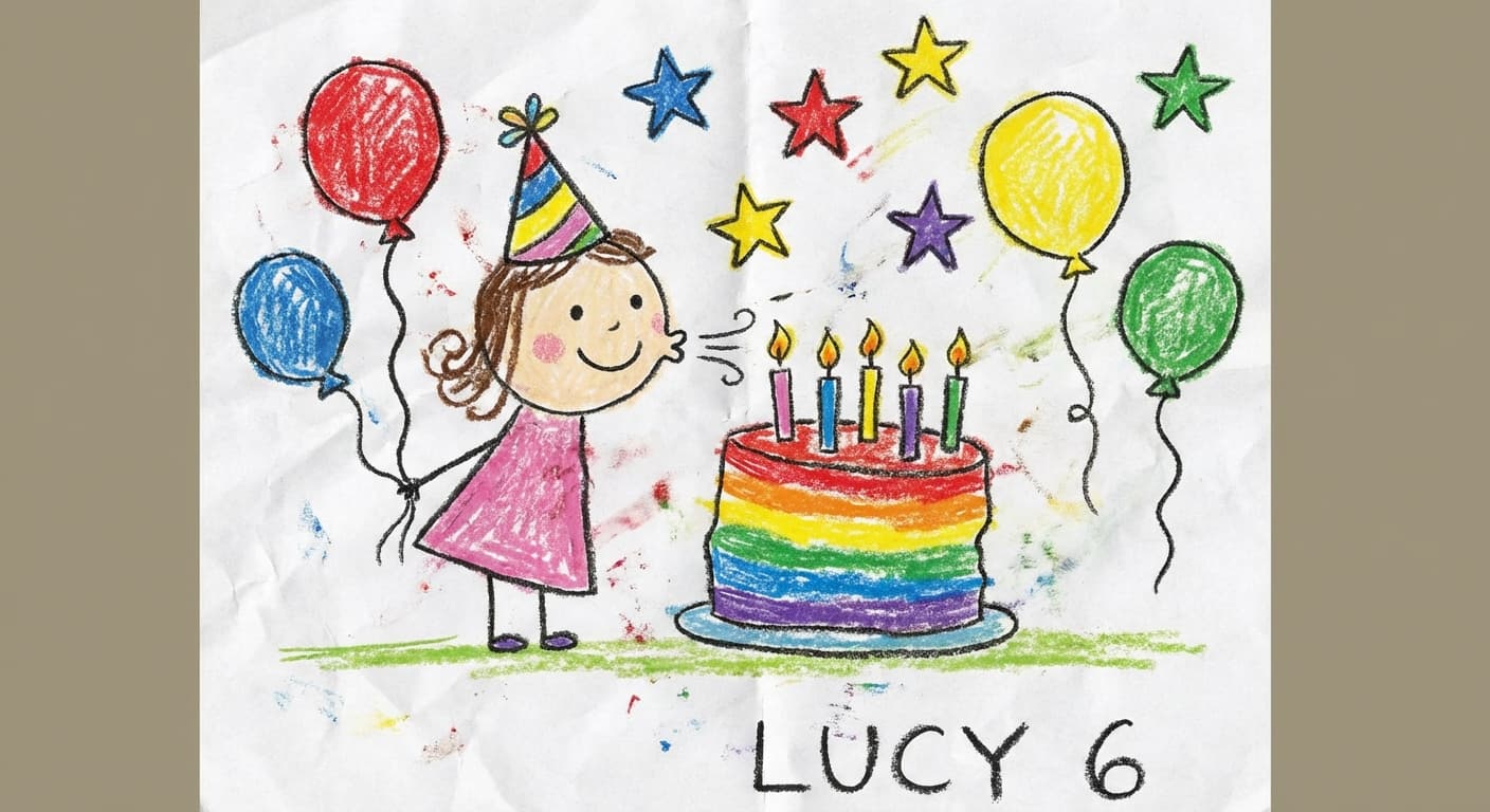 Kids drawing style: Birthday Celebration