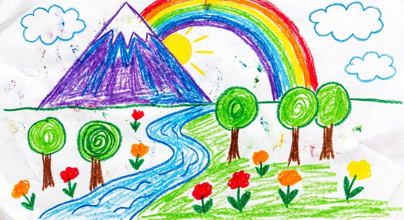 Kids drawing style: Nature Landscape