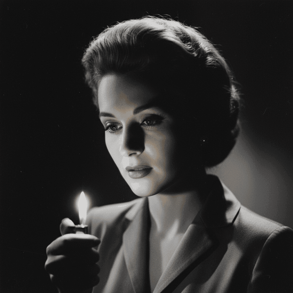 Cigarette Lighter Glow lighting example - Old Hollywood film noir technique