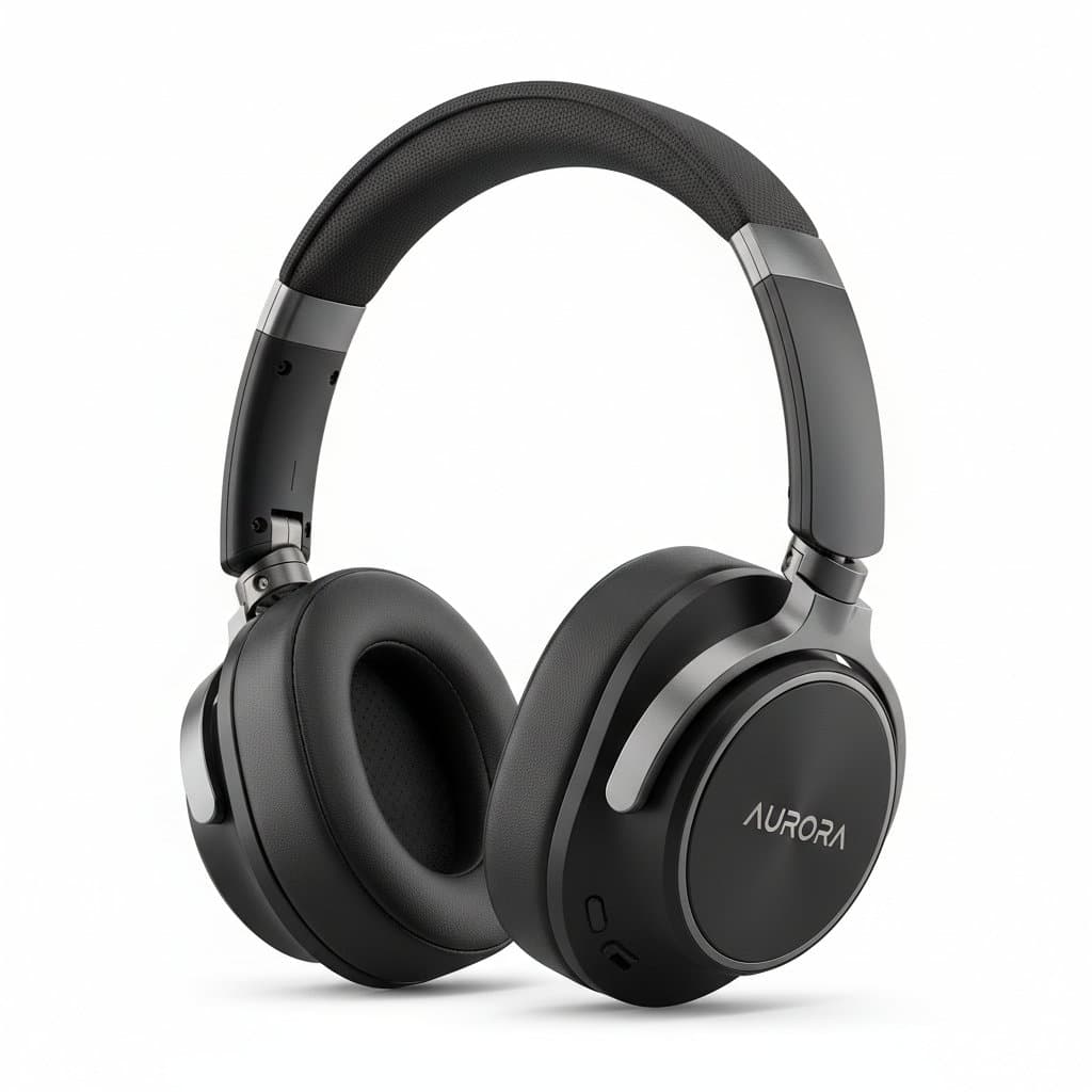 Plain wireless headphones product photo on white background - before AI hero shot transformation