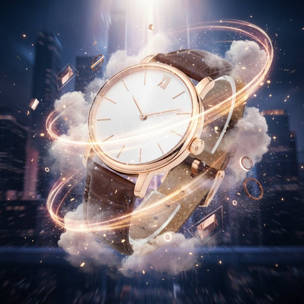 Product Hero Shot - Luxury watch transformed into cinematic hero shot with elegant lighting effects