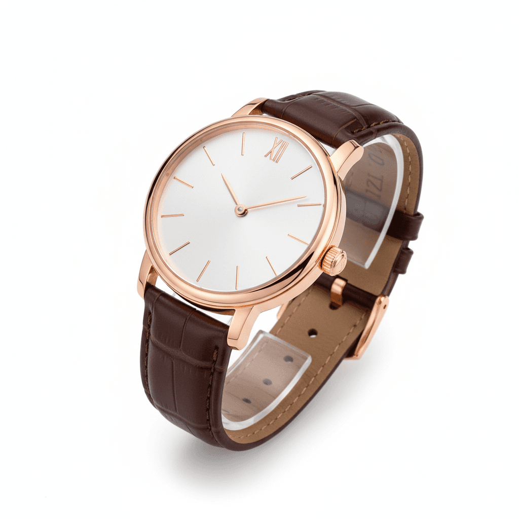 Luxury watch transformed into cinematic hero shot with elegant lighting effects