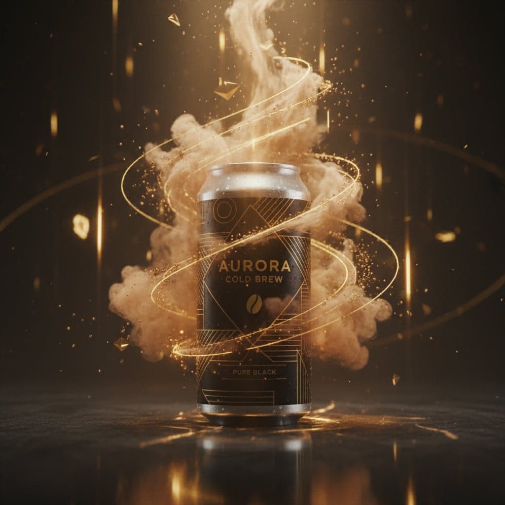 Product Hero Shot - Coffee product transformed into hero shot with organic mist and warm atmospheric effects