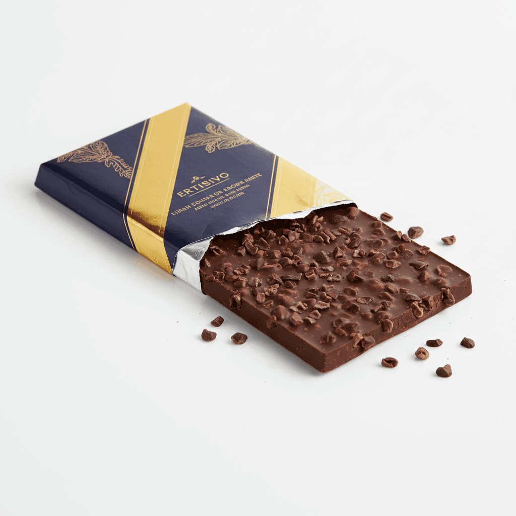 Chocolate product photo transformed into hero shot with indulgent atmospheric particles