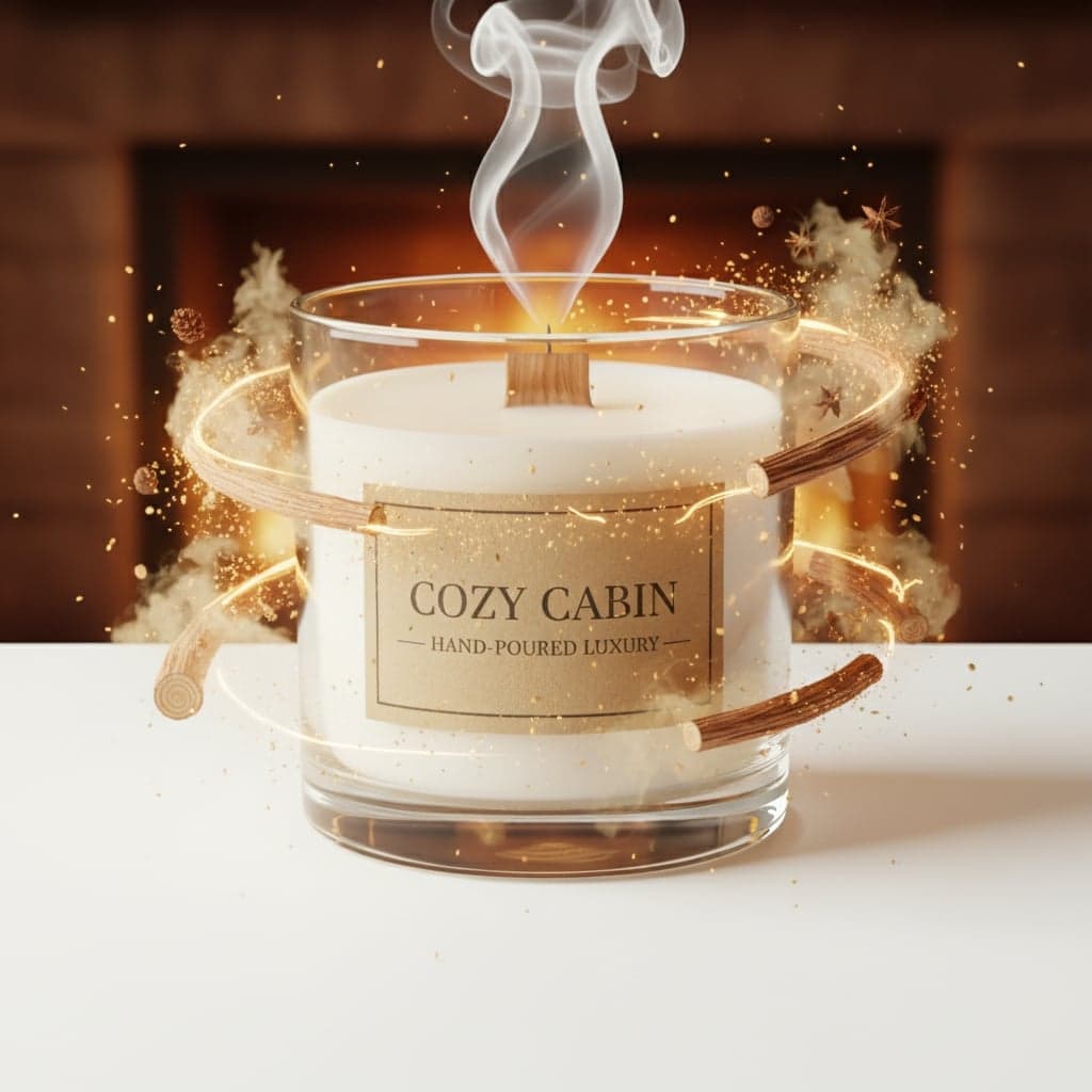 Product Hero Shot - Candle product photo transformed into hero shot with ambient glow effects