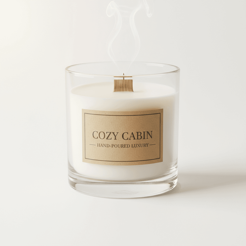 Candle product photo transformed into hero shot with ambient glow effects