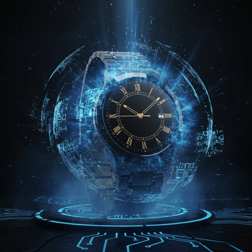 Product Hero Shot - Smartwatch product image transformed into hero shot with digital circuit effects and lighting