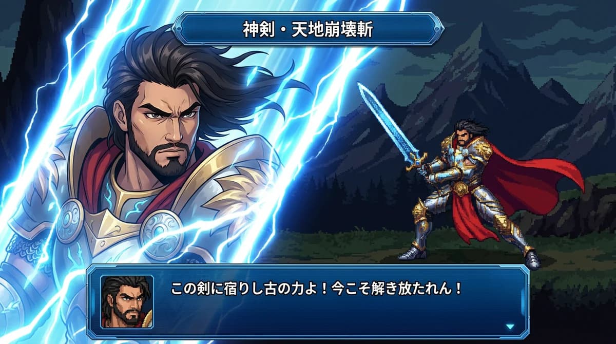 SRW battle scene generator with fantasy warrior original character showcase