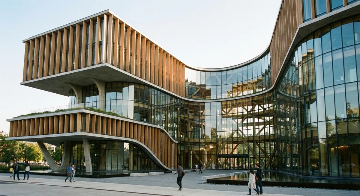 Building photograph before architectural blueprint conversion