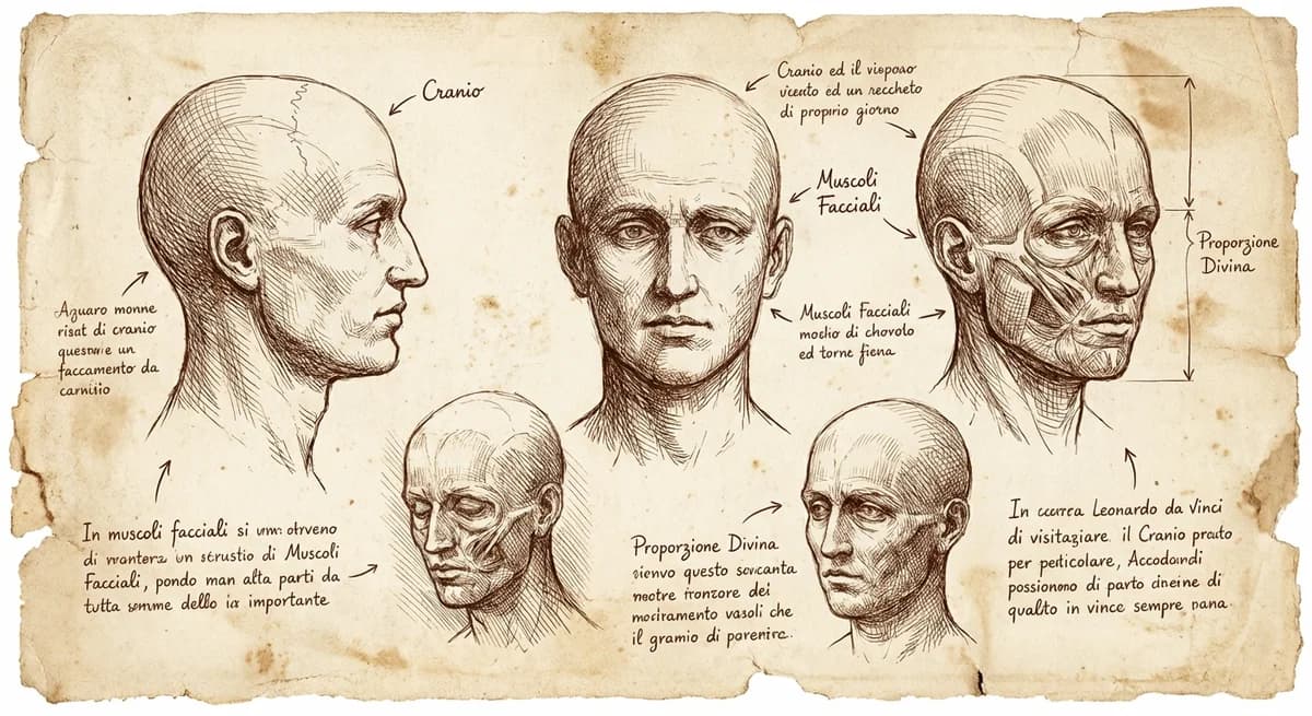 Da Vinci anatomical manuscript style technical drawing