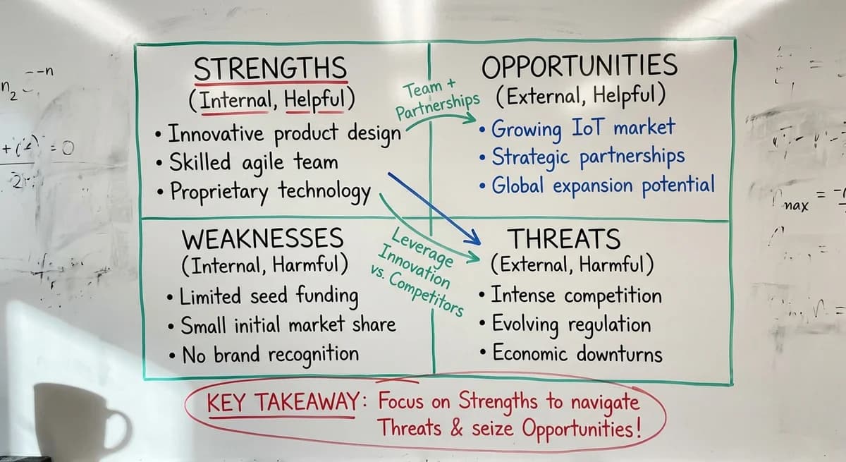 AI-generated whiteboard notes showing Business Strategy