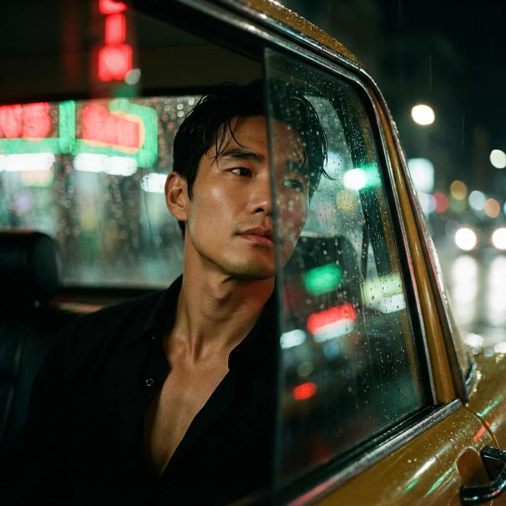 Wong Kar-wai style Taxi Window portrait