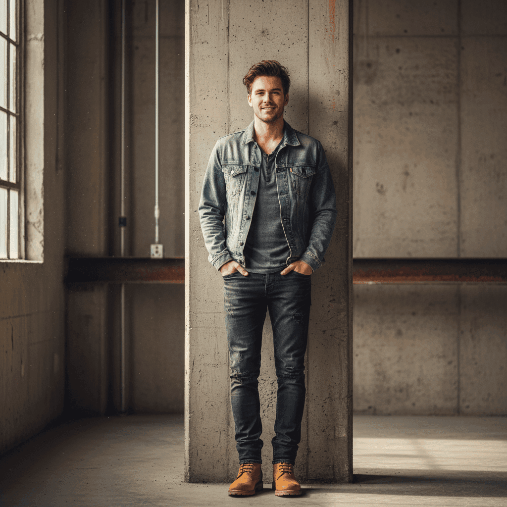 Industrial backdrop Y2K night flash portrait - before