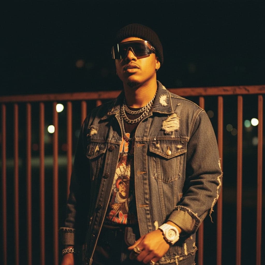 Y2K street fashion night flash portrait - after