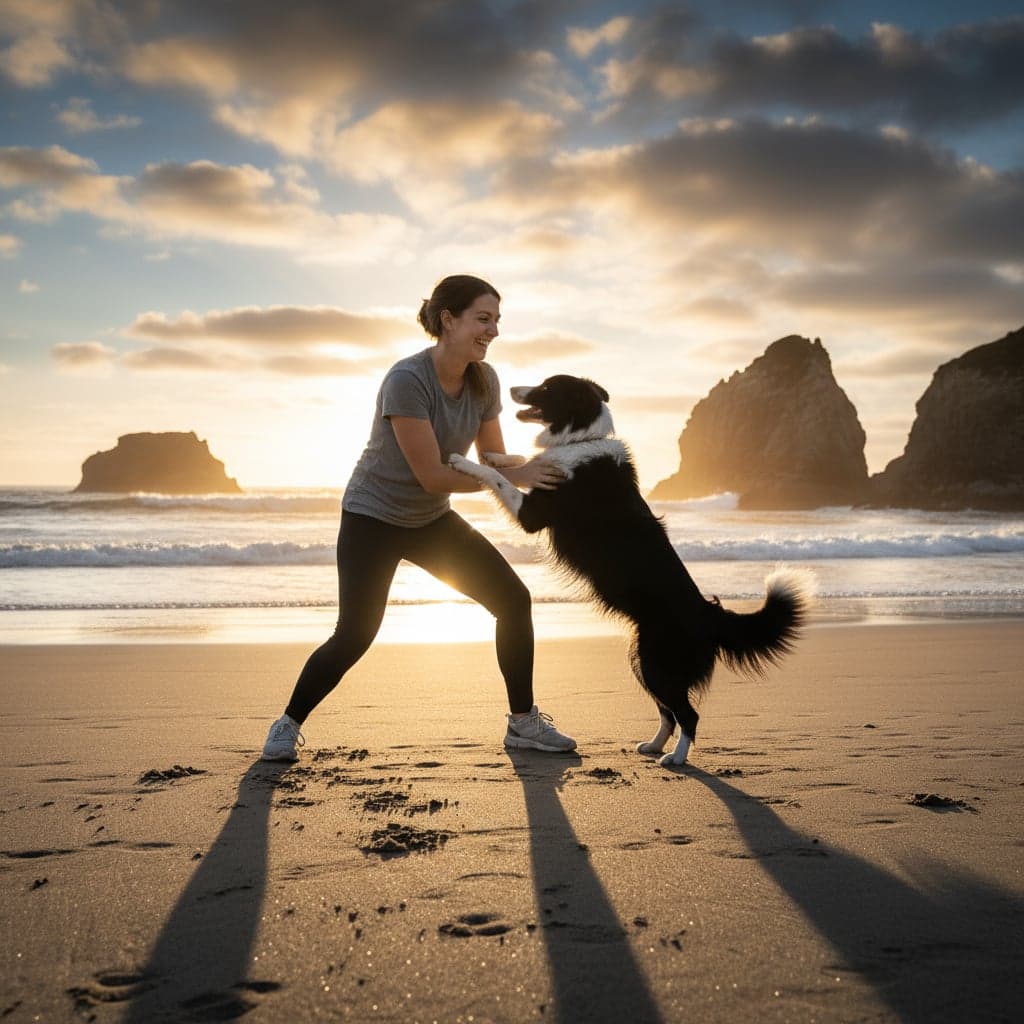 Border Collie in Coastal Sunset - Cinematic transformation