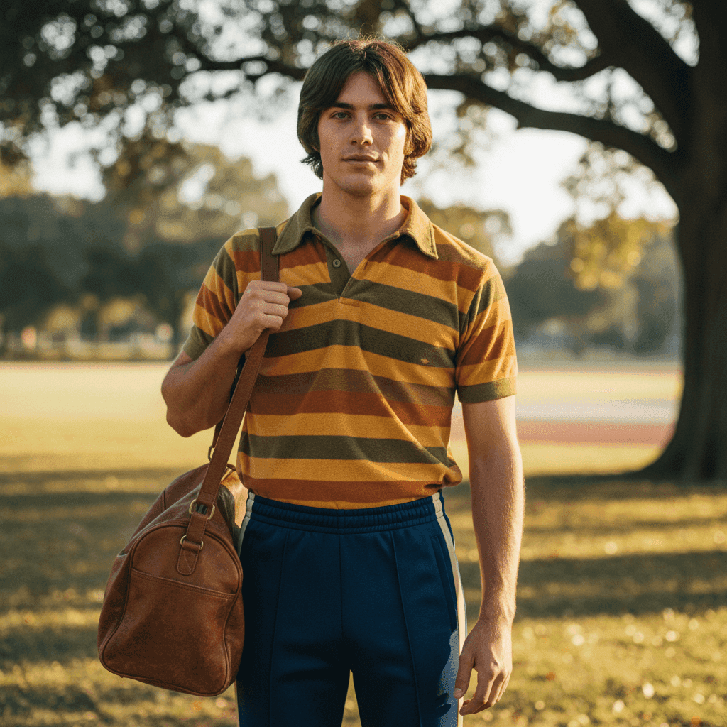 Original portrait photo before 1970s sports transformation