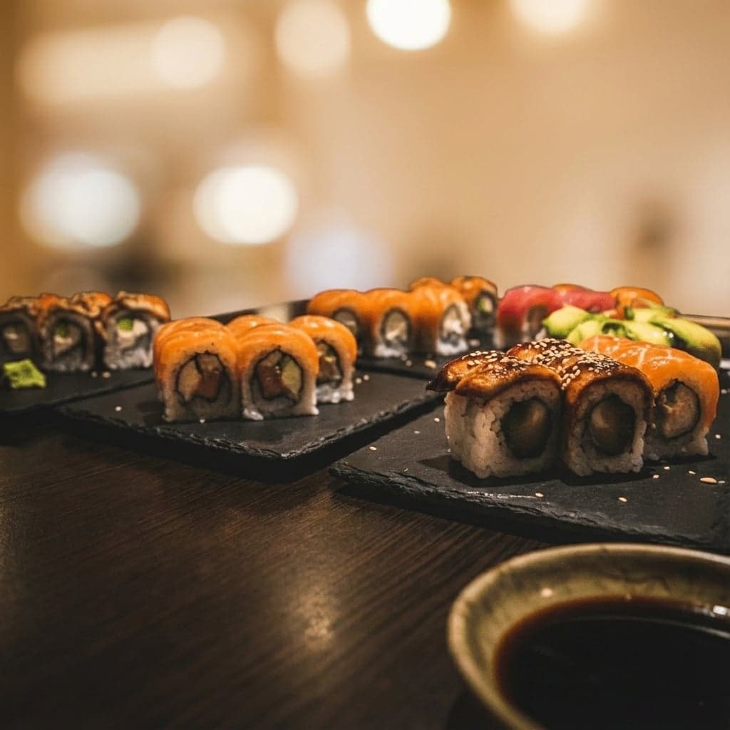 Sushi after AI enhancement - professional quality