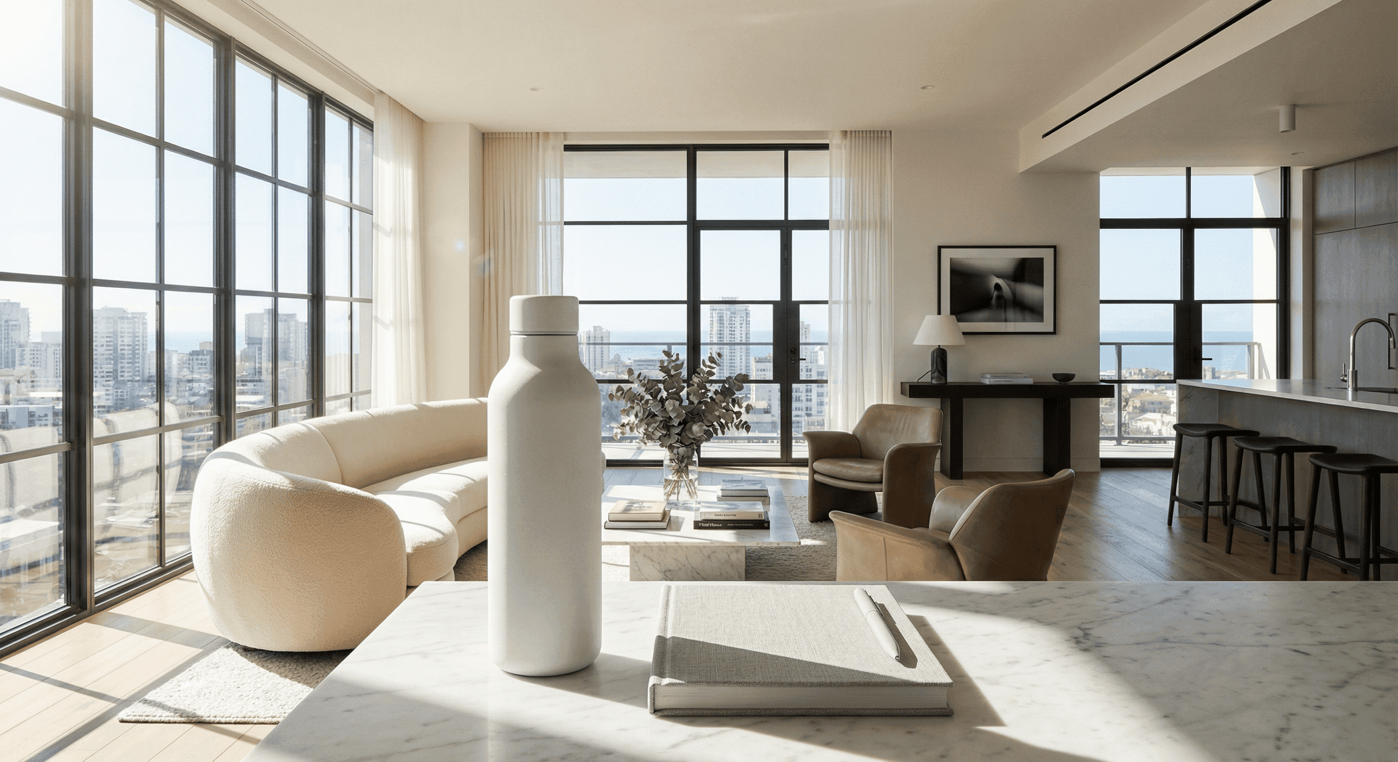 Product mockup in lifestyle setting with brand elements