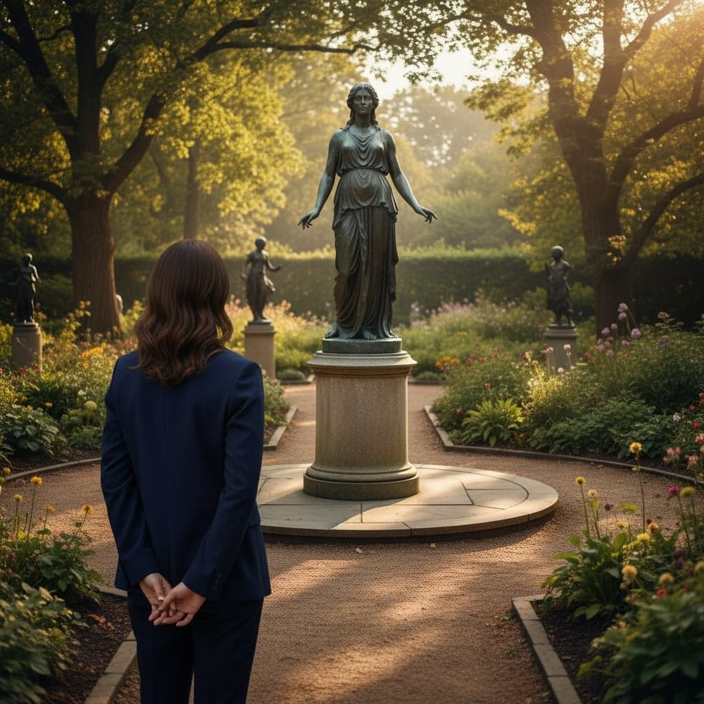 Outdoor Sculpture - Garden setting with statue