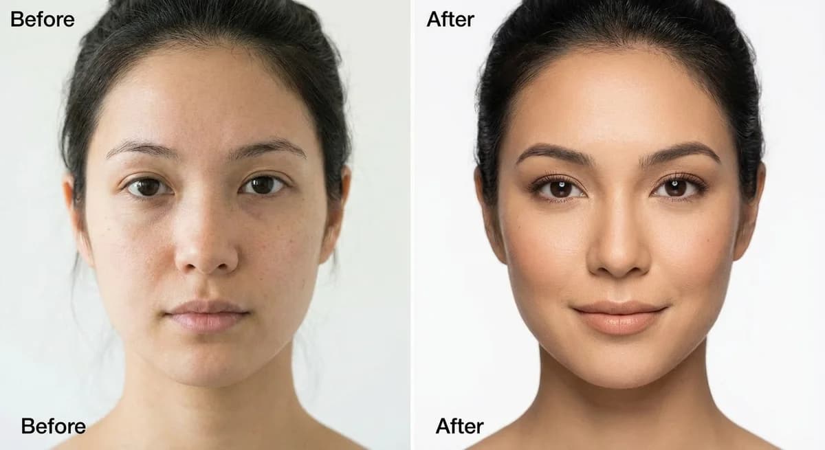 Before after makeup transformation - natural glam style