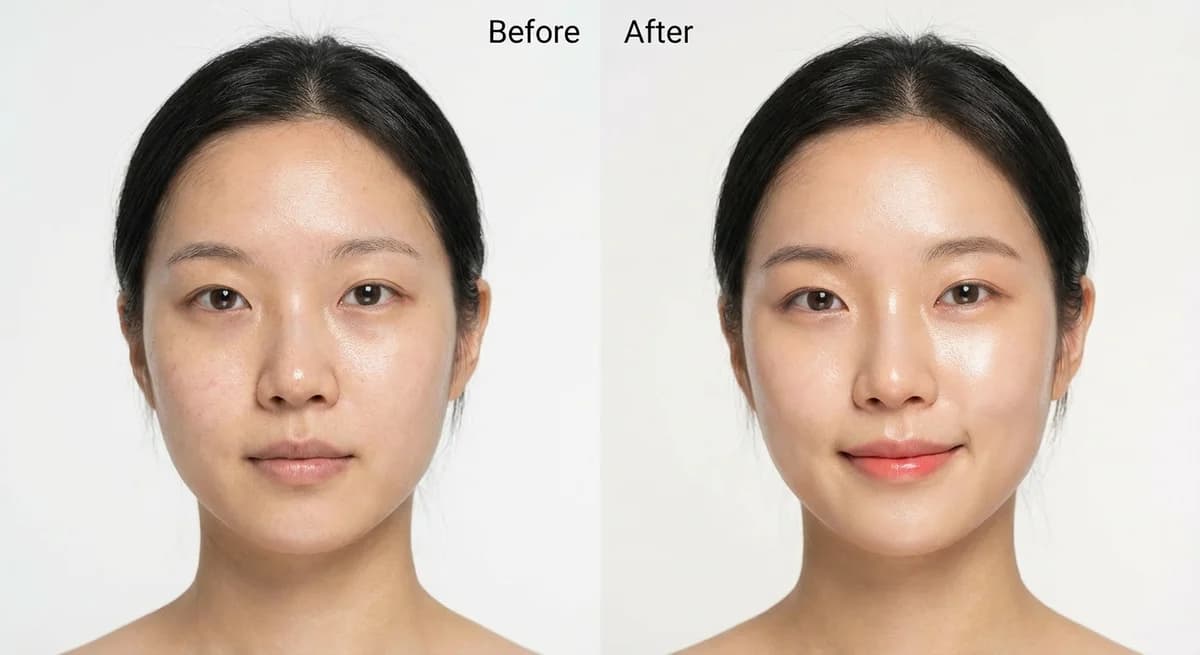 Before after makeup transformation - Korean beauty style