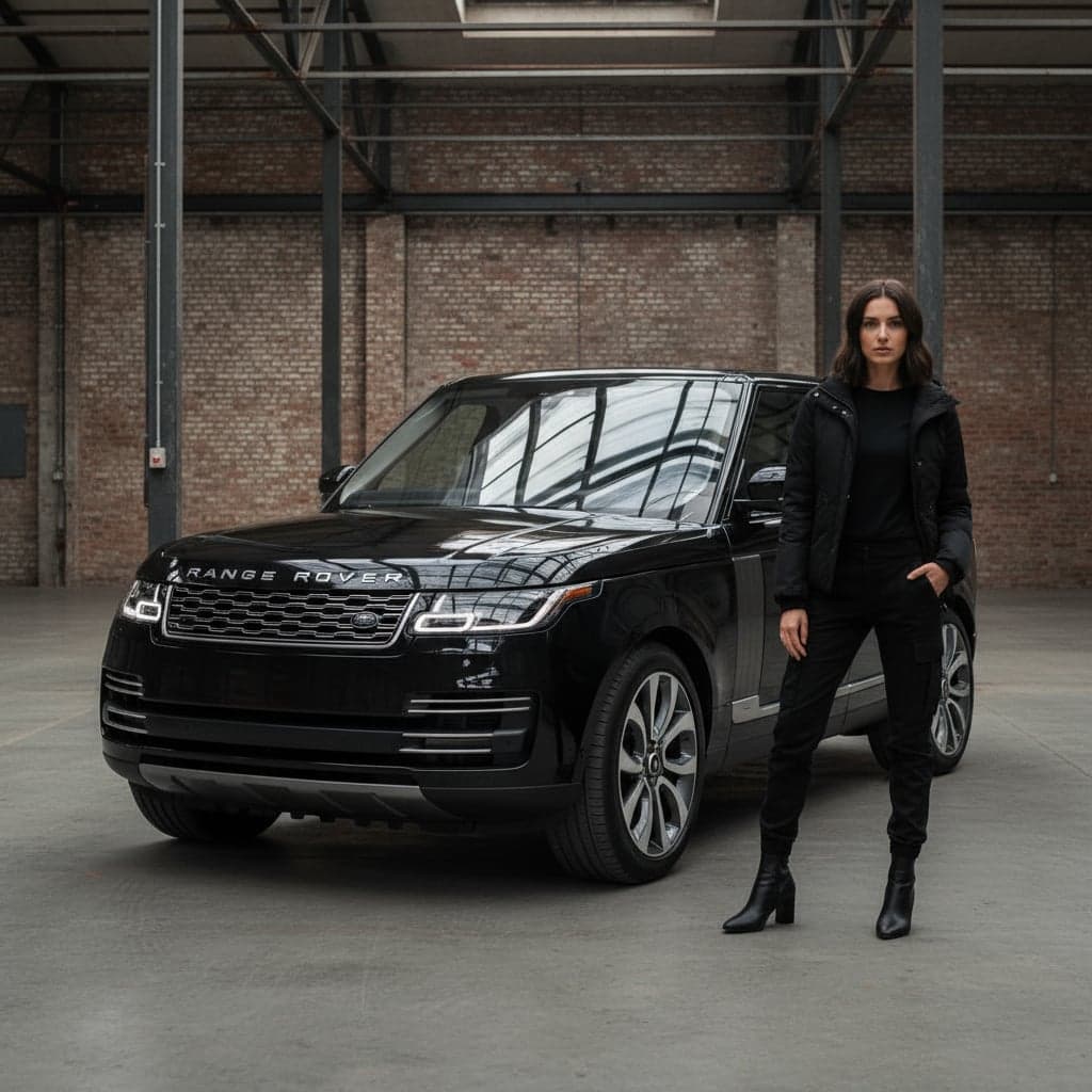 Luxury SUV automotive lifestyle photography on mountain road with adventure theme