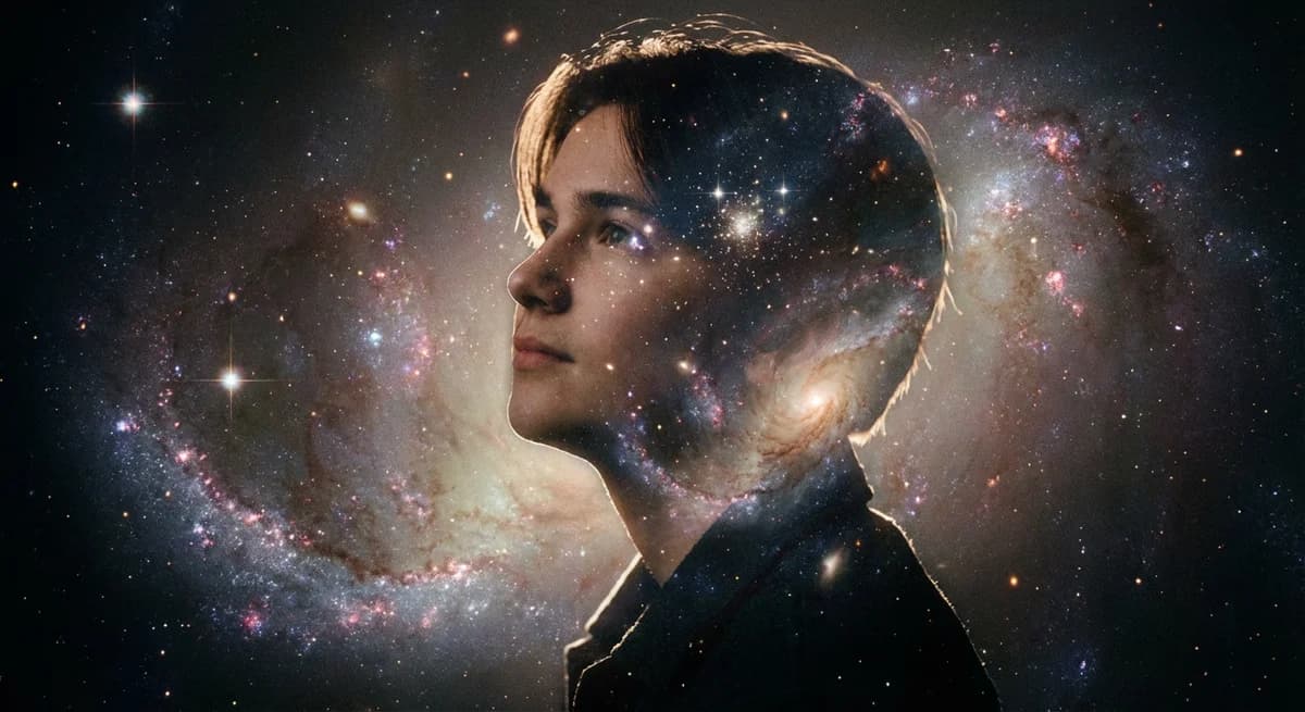 Cosmic Dreamer - Double exposure portrait with Stars/Galaxy