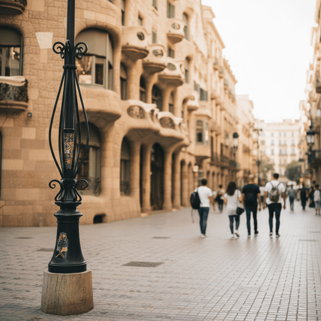 Barcelona street architecture - Modernist architecture with Gaudí-inspired curves and organic forms