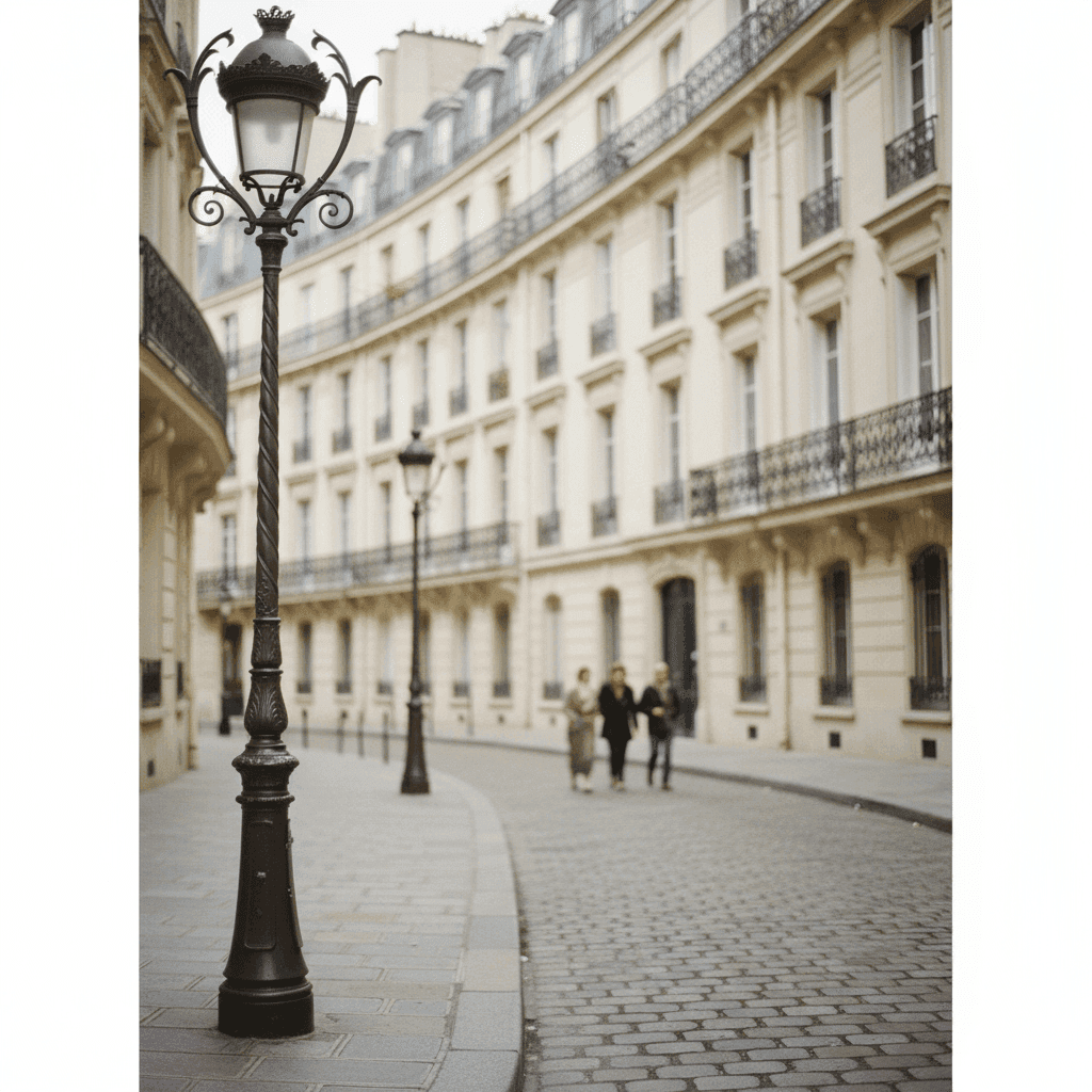 Paris street architecture - Haussmann architecture with wrought-iron balconies