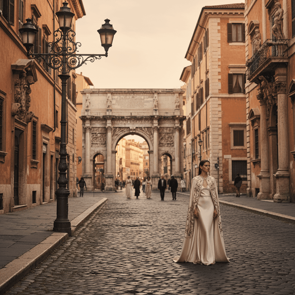 Rome street architecture - Ancient stone architecture with Baroque decorative details