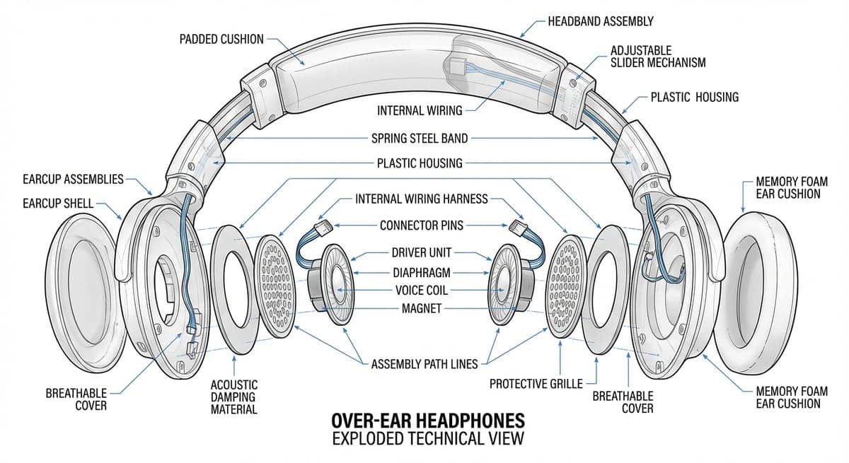 Headphones - Cutaway exploded view