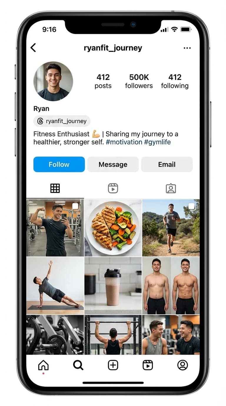 Fitness Influencer fake Instagram profile example
