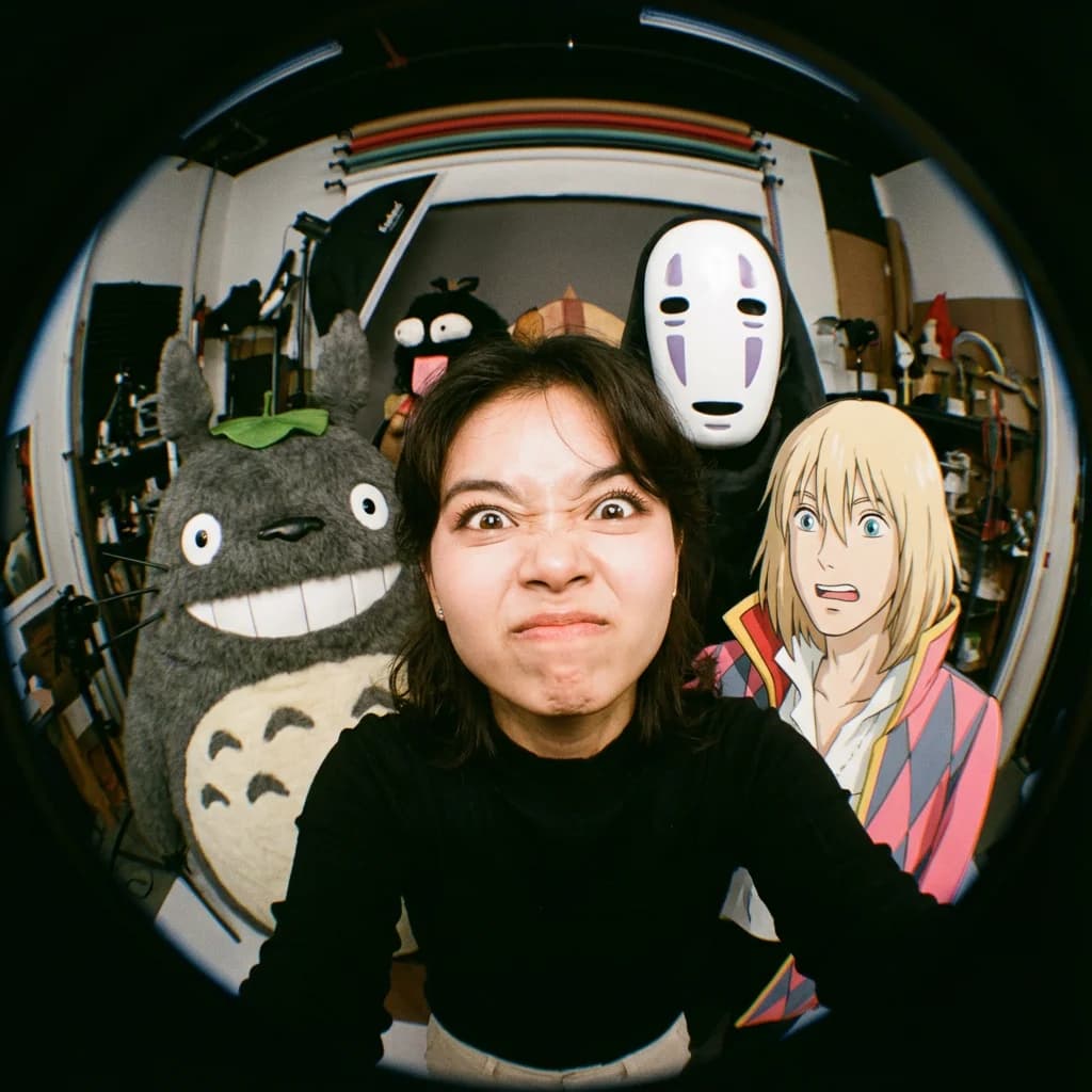 Fisheye selfie with Studio Ghibli characters