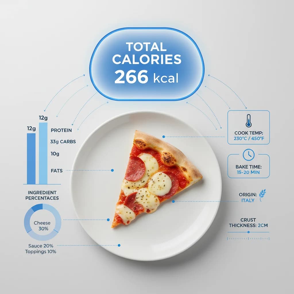 Pizza Slice nutrition infographic - Modern Tech style