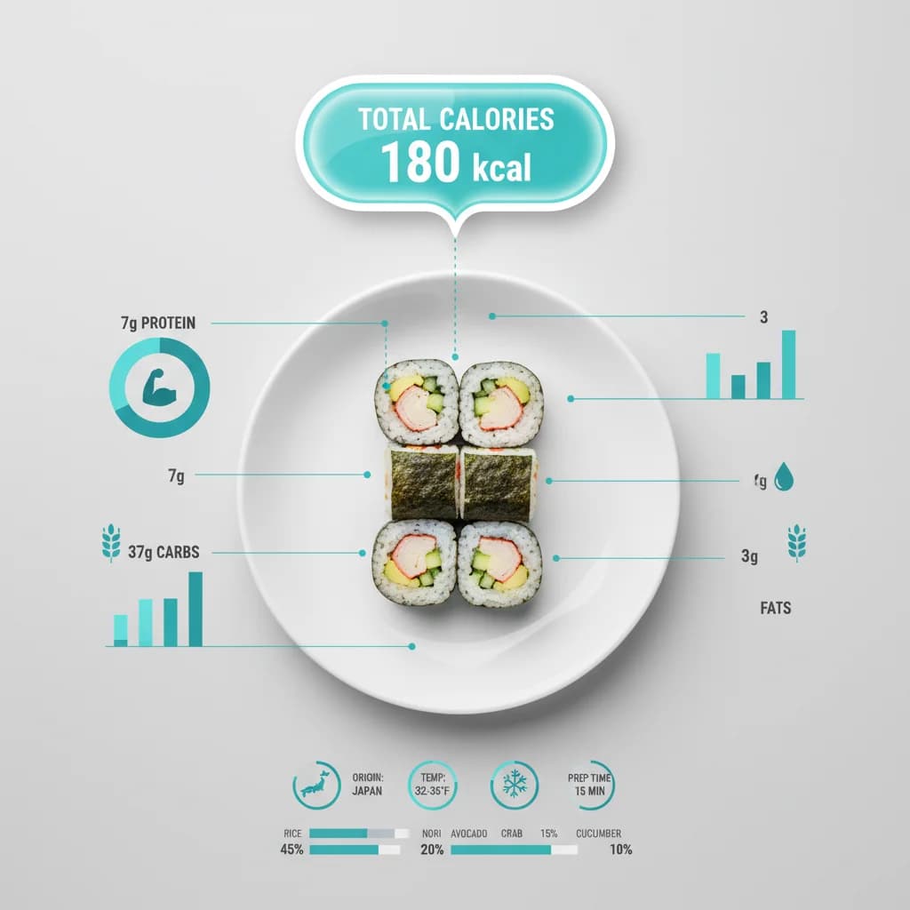Sushi Roll nutrition infographic - Natural Editorial style