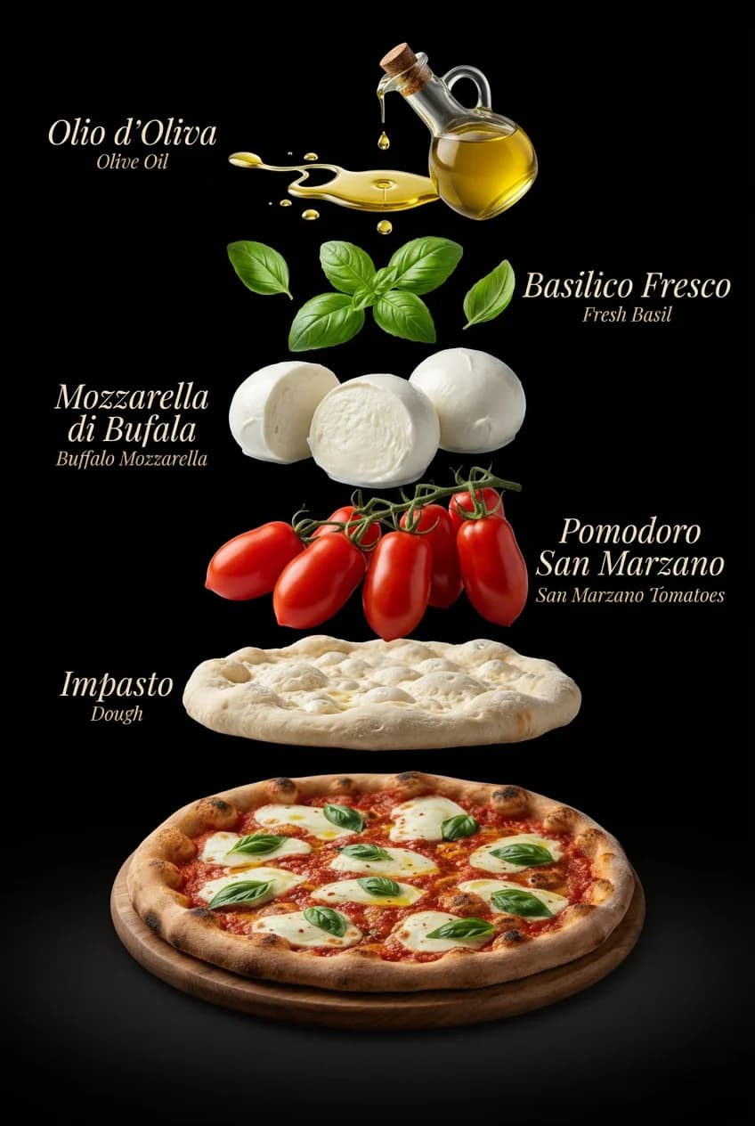 AI generated food advertisement poster for Pizza Margherita