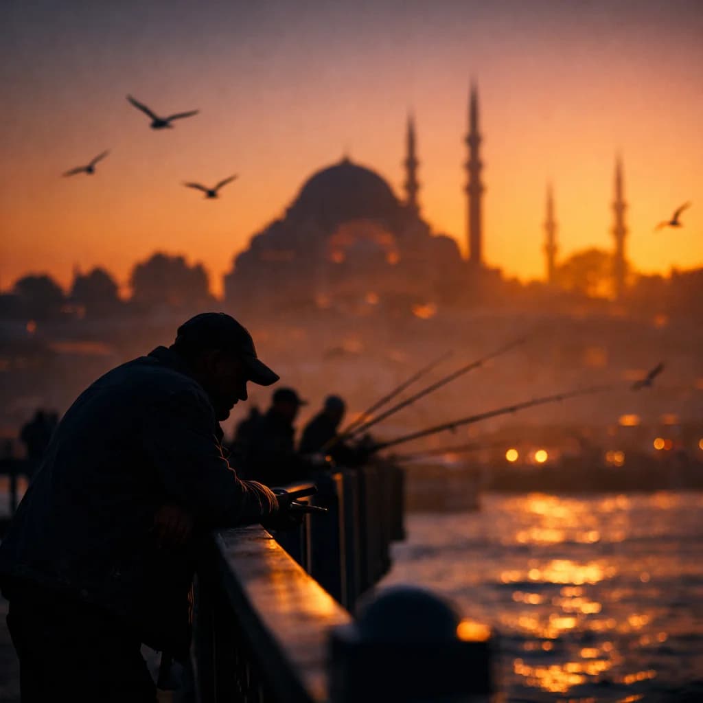 Istanbul Fishermen Sunset
