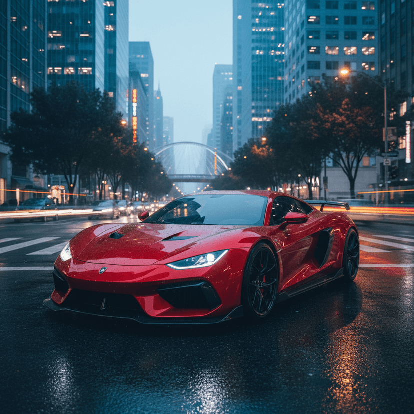 Before GTA filter - Car photo enhanced with Vice City aesthetic