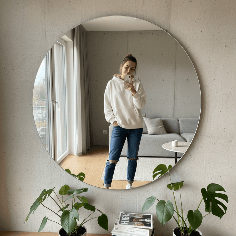 Before GTA filter - Selfie with Ocean Drive mirror background