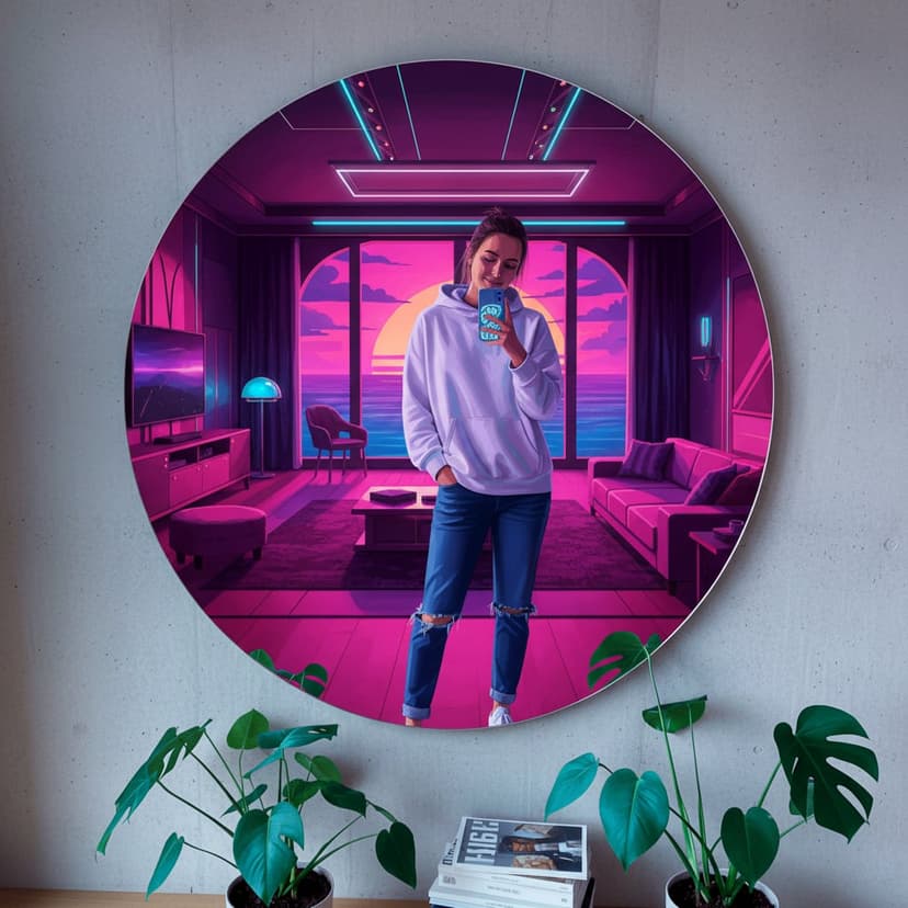 GTA filter result - Selfie with Ocean Drive mirror background