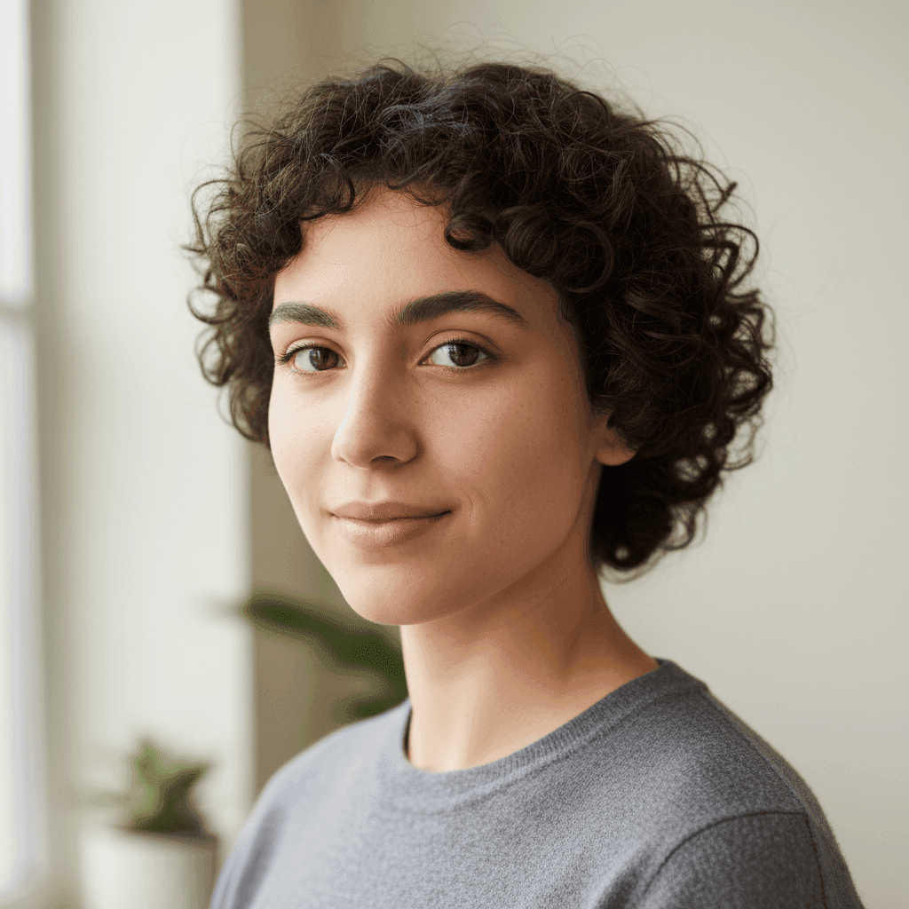 Miniature person standing on computer keyboard with realistic key spacing and shadows